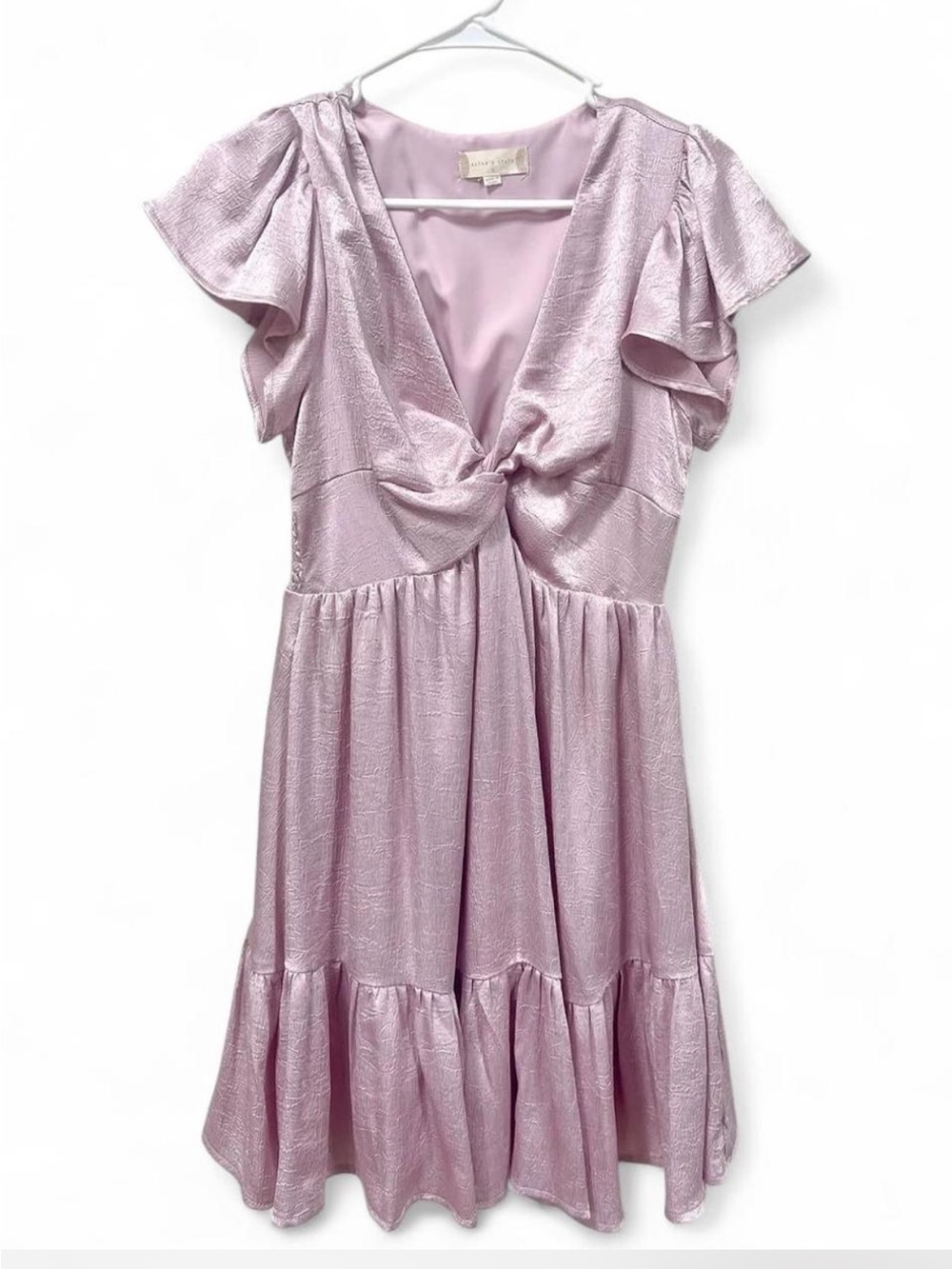 Altar'd State Lilac Satin Tie Front Mini Dress